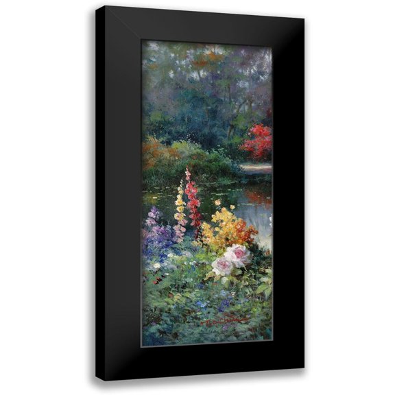 Unknown 8x14 Black Modern Framed Museum Art Print Titled - Gazebo on Lake II