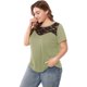 thumbnail image 3 of Top de mujer Agnes Orinda de encaje malhueca informal verde ejercito XXL, 3 of 6