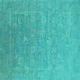thumbnail image 1 of Ahgly Company Indoor Square Oriental Turquoise Blue Industrial Area Rugs, 3' Square, 1 of 4