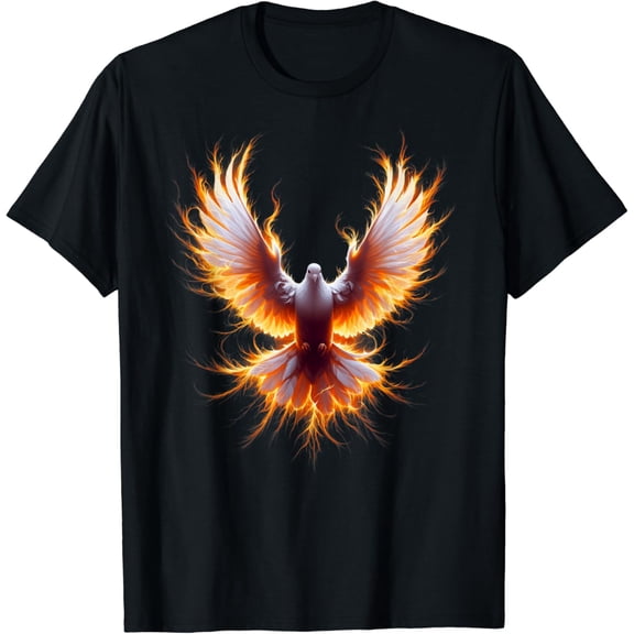 Flaming dove Holy Spirit Pentecost Christian tee