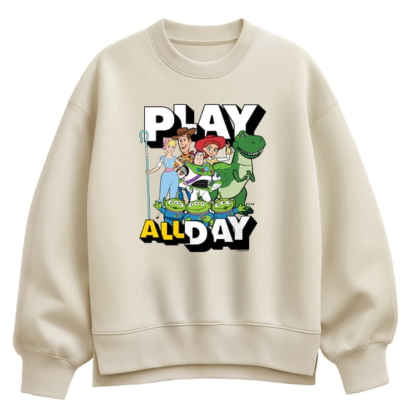 Toy Story - Play All Day - Women's Oversized Fleece Crew Sweatshirt