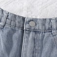 thumbnail image 7 of Ticikt Girls Ripped Jean Shorts 7-12Y, Y2K Mid Waist Straight Leg Denim Shorts with Elastic Waistband & Frayed Hem,Color:Blue,Size:10-11 Years, 7 of 7