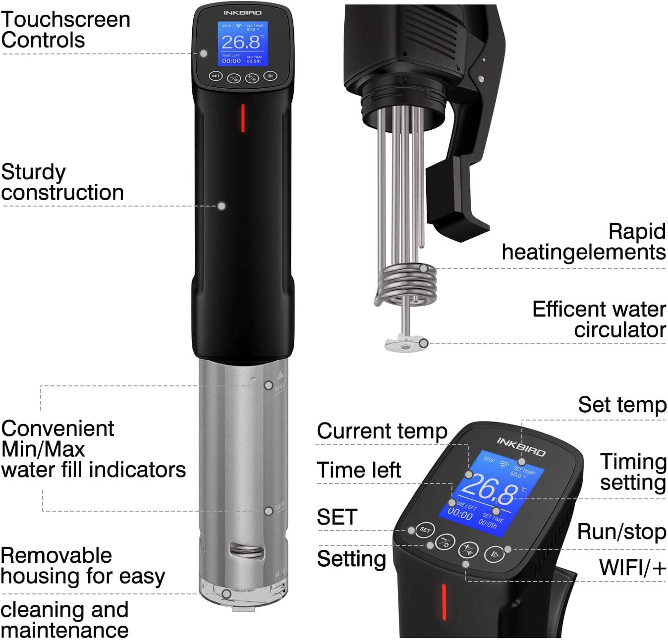 Inkbird WIFI Sous Vide Cooker Thermal Immersion Circulator 1000 Watts,  ISV-100W
