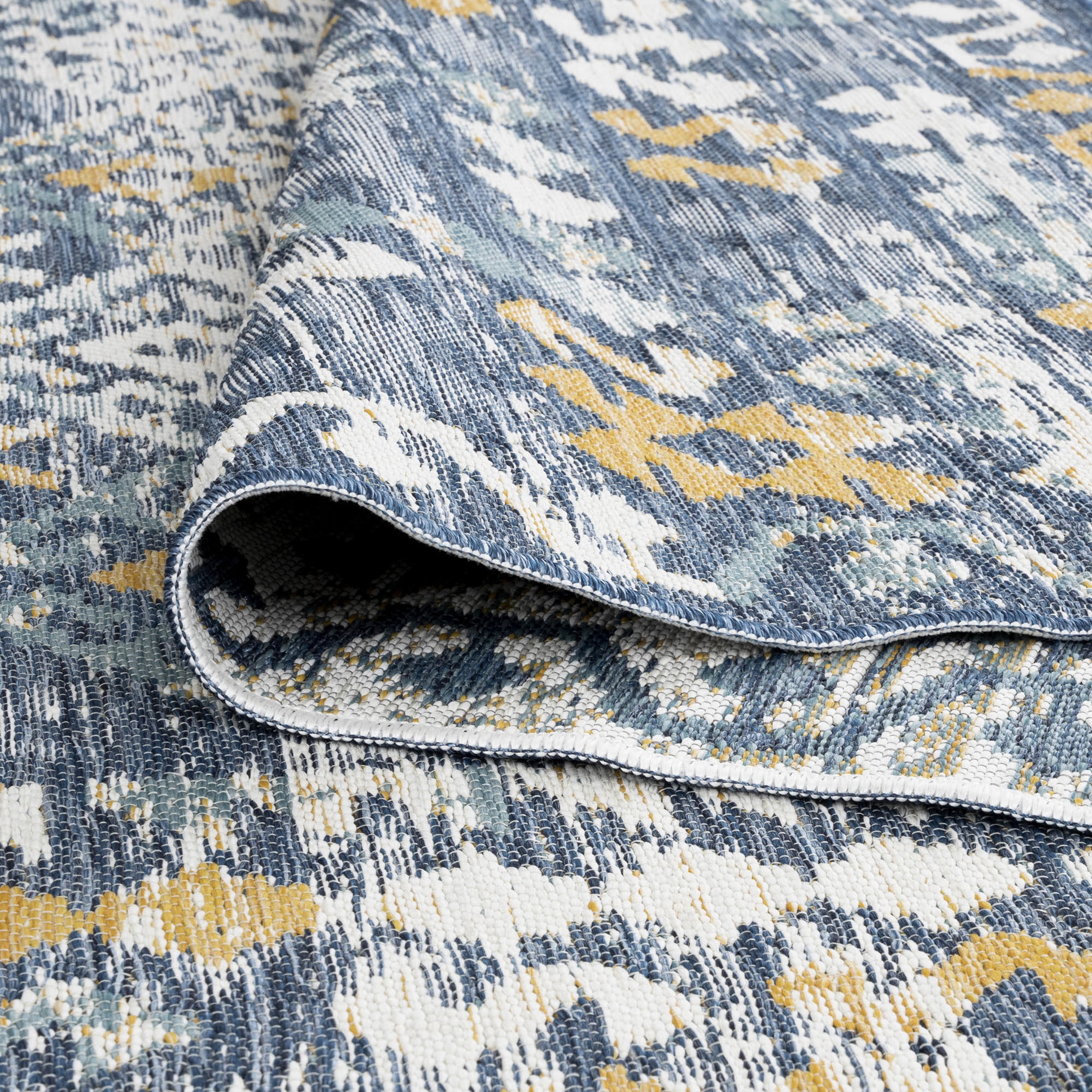 5x7 Water Resistant, Indoor Outdoor Rugs for Patios, Front Door Entry, Entryway, Deck, Porch, Balcony | Outside Area Rug for Patio | Navy, Moroccan | Size: 5'3'' x 7'3''
