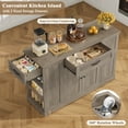 thumbnail image 6 of Homfa Kitchen Island with Wheels & Adjustable Shelf, 2 Drawer Farmhouse Buffet Cabinet Sideboard Coffee Bar for Dining Room Living Room, Gray, 6 of 7