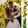 Artificial Sunflower Garland, Silk Sunflower Vine Artificial Flowers Garland with Green Leaves for Wedding Party Table Arch Backdrop Garden Decoration
