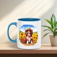thumbnail image 4 of Vintage Cavalier King Charles Spaniel Hello Mother's Day Summer Sunflower Field 11oz Accent Two-tone Mug Dog Lover Gifts Coffee Tea Cup - 12005, 4 of 5