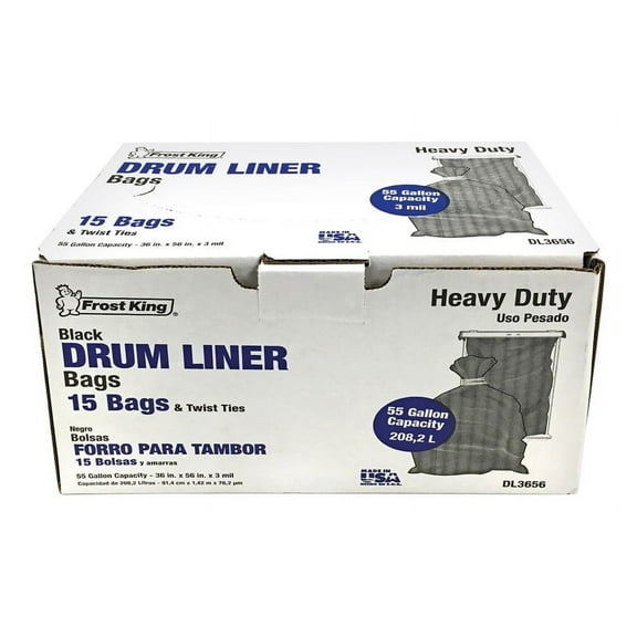 Frost King 6608806 55 gal Drum Liner Twist Tie - Black, 15 per pack