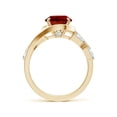 thumbnail image 2 of ANGARA Vintage Inspired Oval Lab Grown 3.3 Ct Ruby Bypass Shank Engagement Ring for Women in 14K Yellow Gold (Size-10x8mm) | July Birthstone, Anniversary, Jewelry Gift for Women | Lab-Grown Ruby Ring, 2 of 8