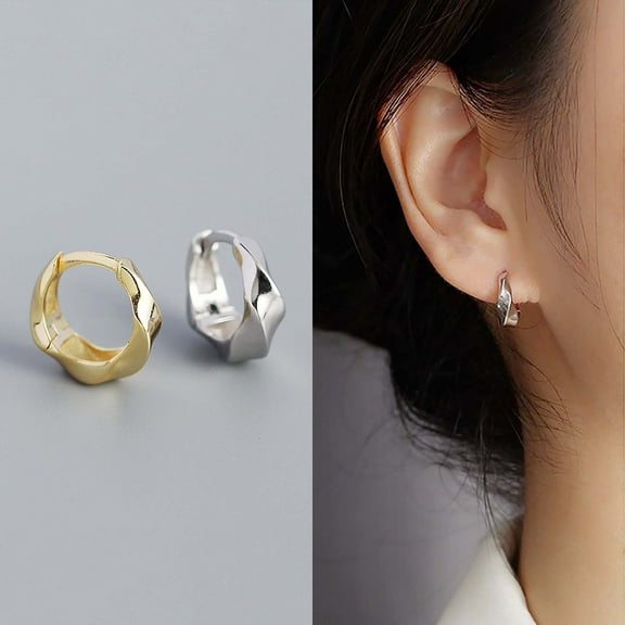 Twisted Thick Huggie Hoop Earrings For Women Gold Plated 925 Sterling Silver Simple Small Chunky Twist Hoops Earrings Fashion Jewelry Gifts