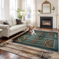 thumbnail image 2 of Turquoise Vintage Door Area Rugs 8'x10', Washable Small Throw Rugs for Living Room Patio, Countryside Barn Abstract Art Indoor Outdoor Rug Non-Slip Low Pile Carpet Runner Reversible Floor Mats, 2 of 8