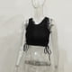 thumbnail image 4 of Chaqueta Top corto de color sólido con cordón de hilo para mujer Cgtredaw para Mujer Negro T S, 4 of 8