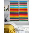 thumbnail image 3 of Mexican Stripes Sheer Curtains 2 Panels Set Rainbow Striped Abstract Art Vintage Sheer Window Curtains Light Filtering Rod Pocket Voile Drapes for Bedroom Living Room 52"x63", 3 of 8