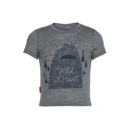 Icebreaker Kid's Tech Lite S/S T-Shirt Wild Heart Monster Gritstone Heather 04