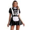 thumbnail image 6 of iiniim Women's French Maid Halloween Cosplay Outfits Shiny Leather Tutu Dress Clubwear Black M, 6 of 7
