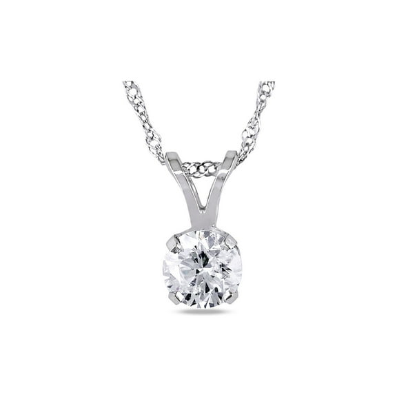 1/2 Carat (Ctw I2-I3, I-J) Diamond Solitaire Pendant in 14K White Gold with Chain for Women