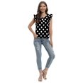 thumbnail image 5 of EFINNY Update Women Casual Ruffle Short Sleeve Polka Dot Chiffon Shirts Blouse Tops, 5 of 6