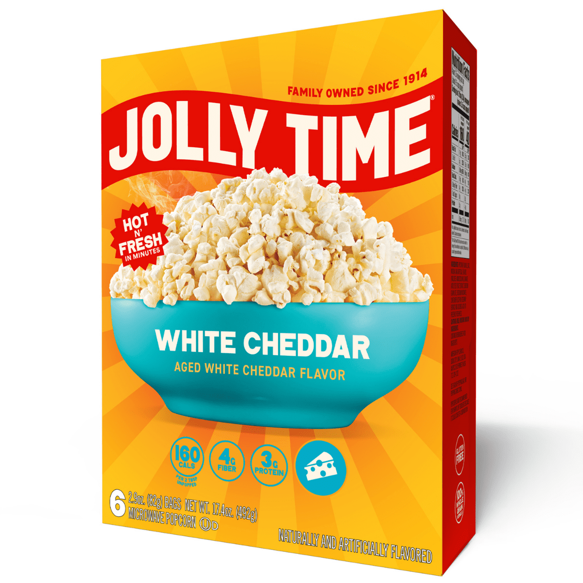JOLLY TIME White Cheddar Microwave Popcorn, 2.9 oz, 6 Ct. Gluten