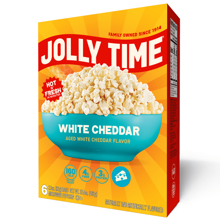 JOLLY TIME White Cheddar Microwave Popcorn, 2.9 oz, 6 Ct. Gluten