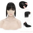 thumbnail image 3 of MY-LADY 100% Remy Human Hair Women Topper Hair Toppers Silk Base Hair Pieces Clip In Hair Topper with 3D Air Bangs 17 Colors 14inch #1B Natural Black, 3 of 8