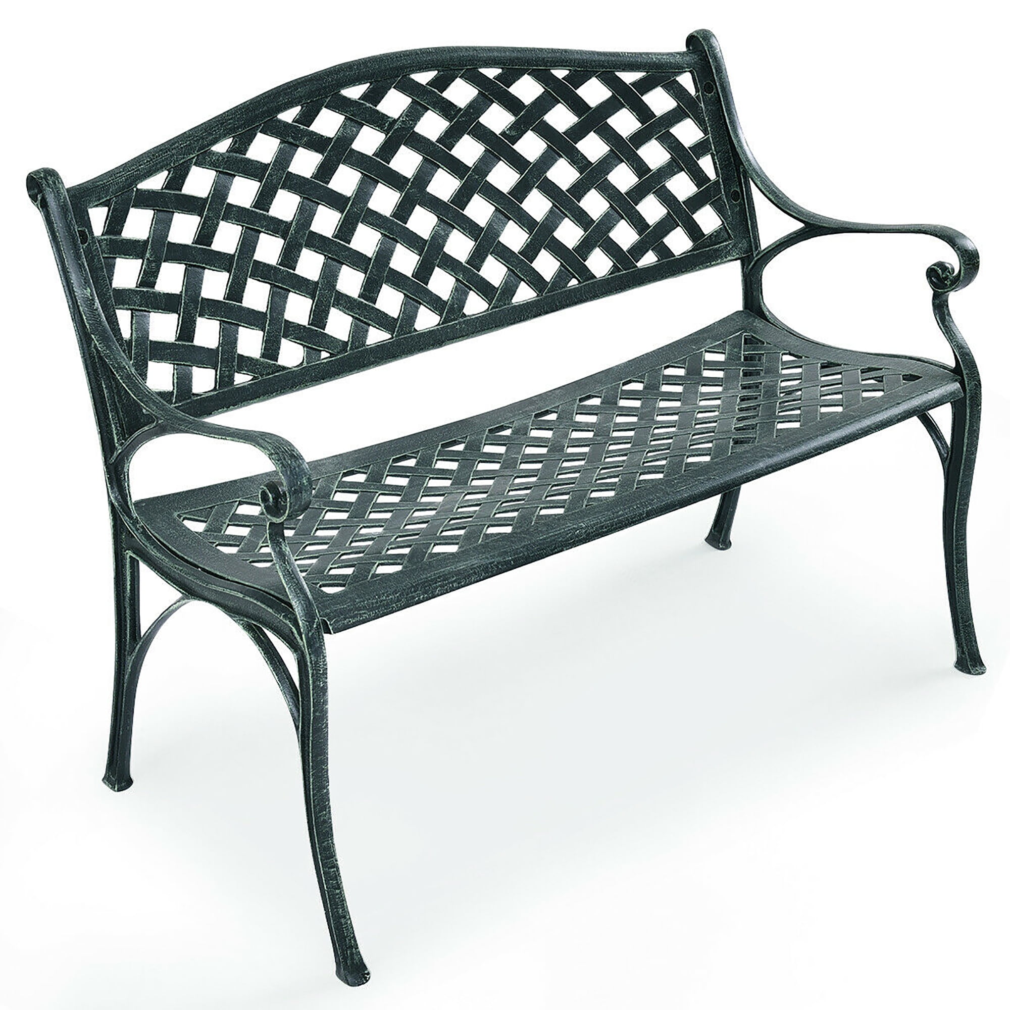 costway 40'' outdoor antique garden bench aluminum frame seats chair