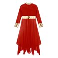 thumbnail image 6 of DPOIS Girls Full Length Praise Dance Dress Liturgical Robe Lyrical Dancewear Red 14, 6 of 7