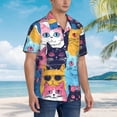 thumbnail image 3 of Gukieu Colorful Cats Pattern Art Print Men's Short-sleeved Shirts, Button-down Lapel Hawaiian Shirts, T-shirts, Beach Vacation Summer Casual Wear,3X-Large, 3 of 7