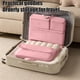 thumbnail image 5 of 1 Bolsa de almacenamiento compresible de 17,72x12,60x3,15" para viajes Organizador de ropa portátil de poliéster rosa multicompartimento con cremallera condensante JASKFLY, 5 of 6