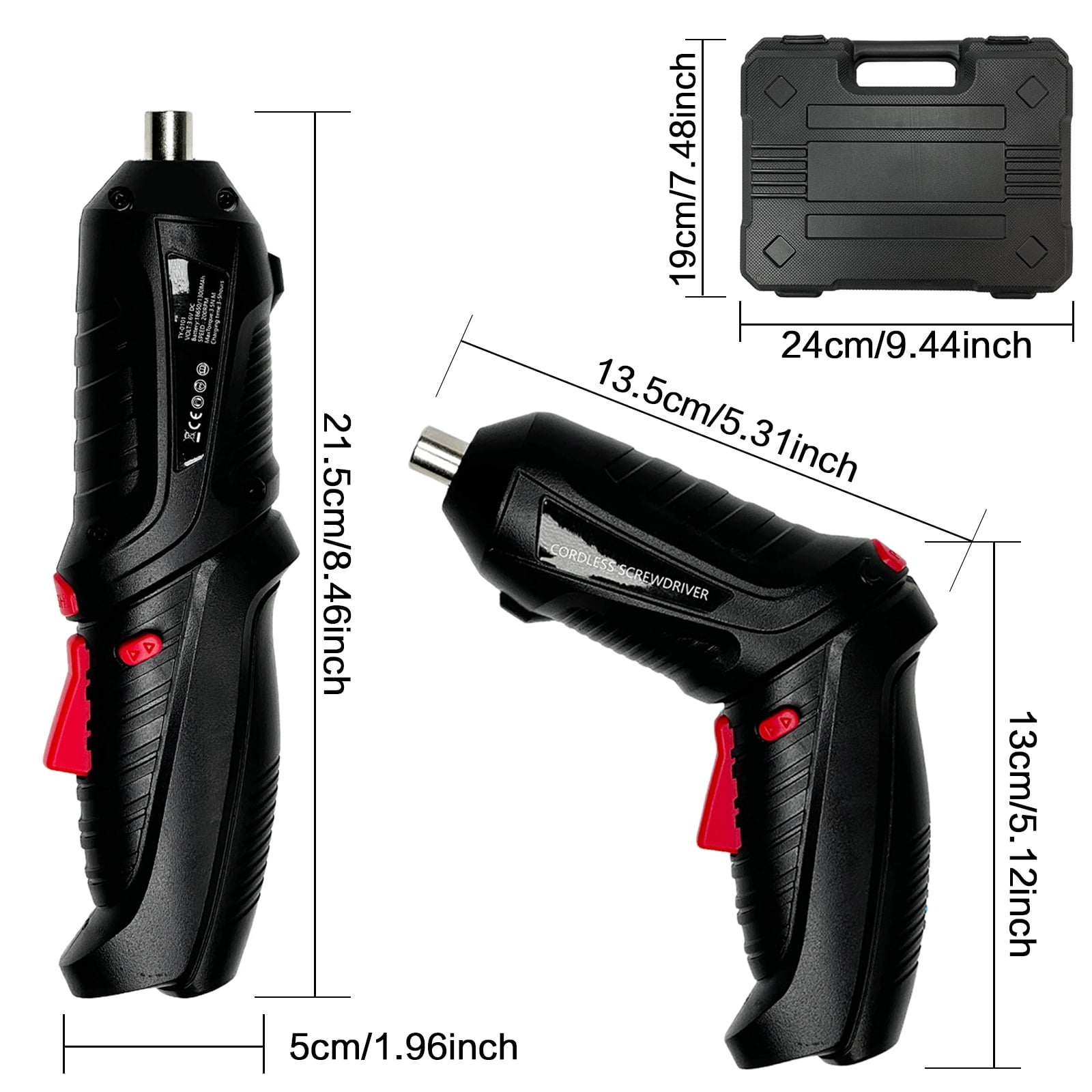 STONEGO 47Pcs/Set Electric Screwdriver - 3.6V 1300mAh Cordless Rechargeable Screwdriver with Screwdriver Bit Set, Ideal for Home Repairs and DIY Projects
