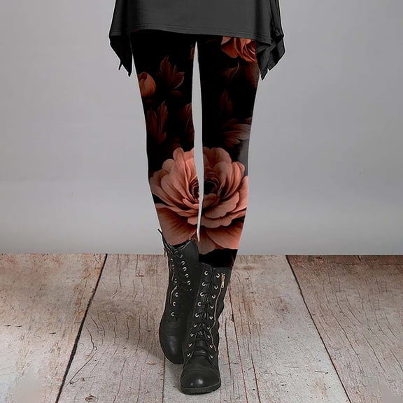 frariair Pants for Women Trendy Ladies' Slim Fit Floral Slimming Printed Bottom Pink