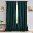 thumbnail image 5 of Coolmee Soft Luxury Velvet Curtains with Tassels Room Darkening Rod Pocket Window Curtains for Living Room Bedroom, Green, 42 x 108 Inch, 2 Panels, 5 of 7