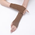 thumbnail image 3 of Puños de piel sintética para muñecas: calentadores de brazos sin dedos para mujer, guantes elásticos de invierno, guantes acrílicos, guantes largos, 3 of 5