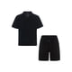 thumbnail image 1 of Sunloudy Conjunto de traje de 2 piezas para hombre, camisa de manga corta con cuello vuelto de color sólido + pantalones cortos para el verano Sunloudy  S/M/L/XL/XXL, 1 of 9