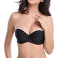 thumbnail image 3 of Voska Women's Convertible Strapless Backless Bra Seamless Push Up Underwire Bra Black C, 3 of 5