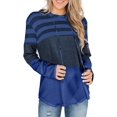 thumbnail image 1 of Women Sweatshirts and Hoodies Long Sleeve Drawstring Sweatshirts Color Block Striped Pullover Tops, 1 of 2
