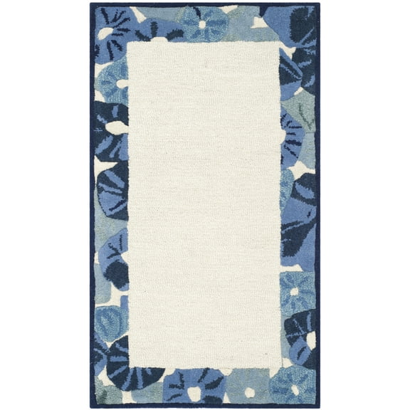 SAFAVIEH Martha Stewart Poppy Floral Border Area Rug, Azurite Blue, 2'6" x 4'3"