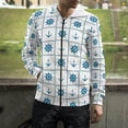 thumbnail image 3 of Sudadera con capucha y cremallera con estampado 3D de ancla náutica mediterránea para hombre, mujer y niño, 3 of 5