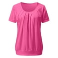 thumbnail image 6 of MIXUE Womens Tops Summer Solid Color Round Neck Short Sleeve Pleated Loose Fit Casual Tee Shirts Streetwear,Pink,S, 6 of 6