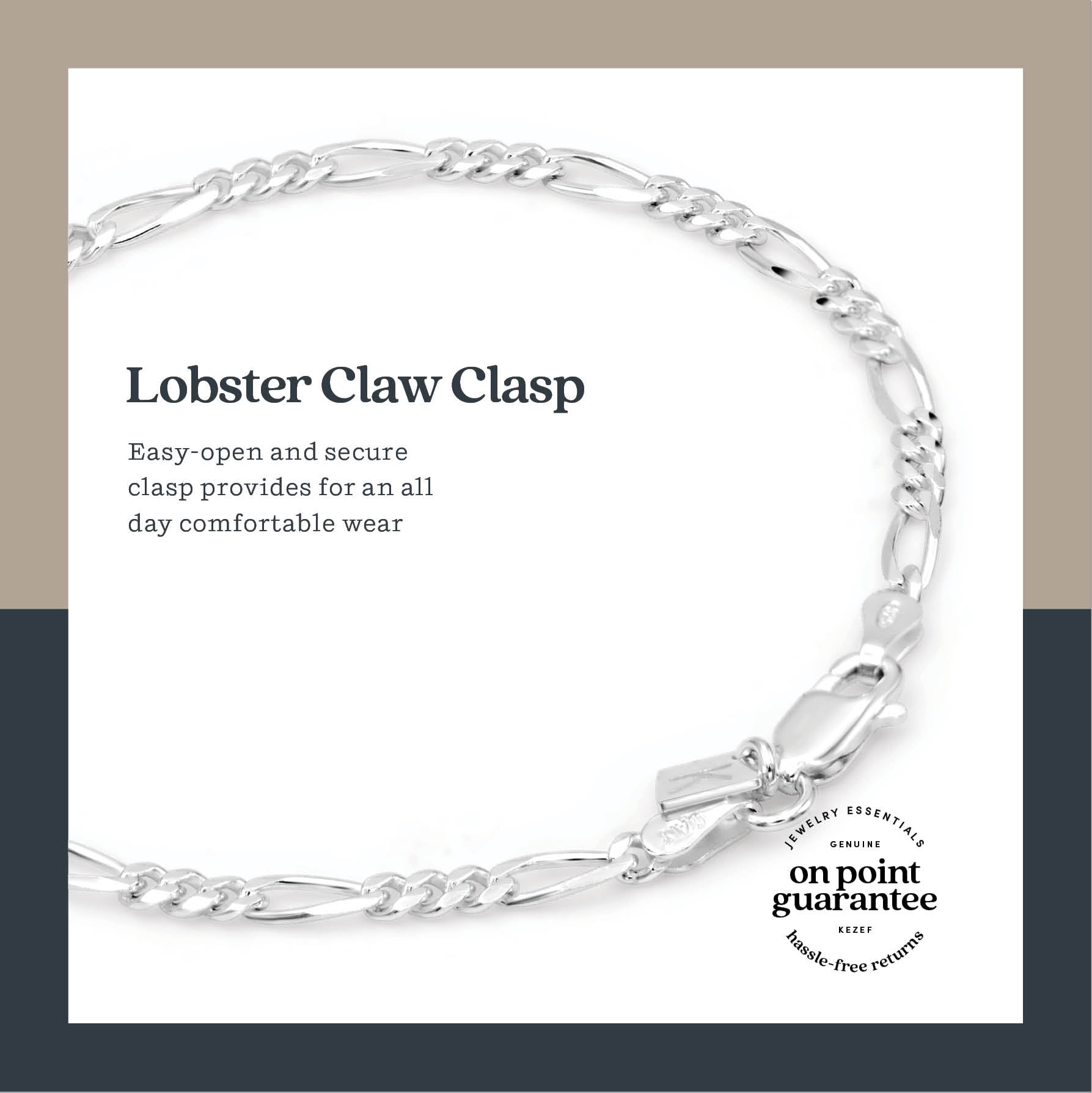 Kezef Sterling Silver Figaro Chain Bracelet for Men or Women Hypoallegenic Made in Italy