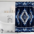 thumbnail image 4 of Boho Navy Blue Grey Waterproof Fabric Shower Curtain,Ethnic Geometric Southwestern Retro Waterproof Fabric Shower Curtain for Bathroom Curtains Bathtubs Shower Curtains with 12 Hooks Stall 54x78in, 4 of 8
