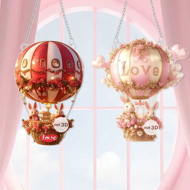 RKSTN Valentine's Day Hot Air Balloon Rabbit - Pink