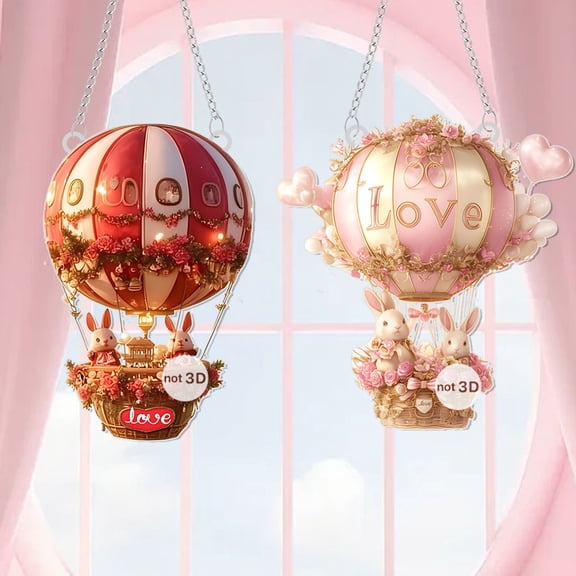 RKSTN Valentine's Day Hot Air Balloon Rabbit - Pink