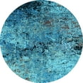 thumbnail image 1 of Ahgly Company Indoor Round Oriental Light Blue Industrial Area Rugs, 7' Round, 1 of 4
