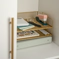 thumbnail image 5 of Martha Stewart Ryder 3 Tier Gold Desk Letter Tray Organizer, Stackable Steel Mesh Inbox Tray for Files, Papers, or Letters, 5 of 11