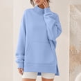 thumbnail image 6 of Dwellite Women's Oversized Sweatshirts Turtleneck Fleece Pullover Tops Long Sleeve Loose Fall Fashion Shirts Sky Blue 2XL, 6 of 8