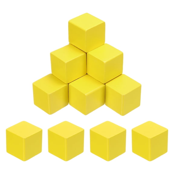 Uxcell 10 Pack Wood Blocks for Crafts, 3cm Unfinished Wood Cube Solid Wooden Blank Square Block for DIY Craft Projects Personalized Gifts, Yellow
