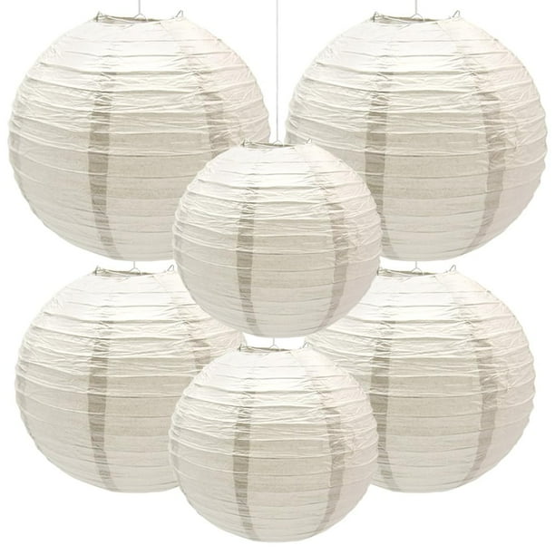 Faroles de papel decorativos Yosawa, redondos, grises, 20 cm, 25 cm, 30 cm, 6 unidades