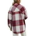 thumbnail image 5 of Qiylii Female Plaid Coat Turn-Down Collar Long Sleeve Jacket with Chest Pockets, 5 of 6