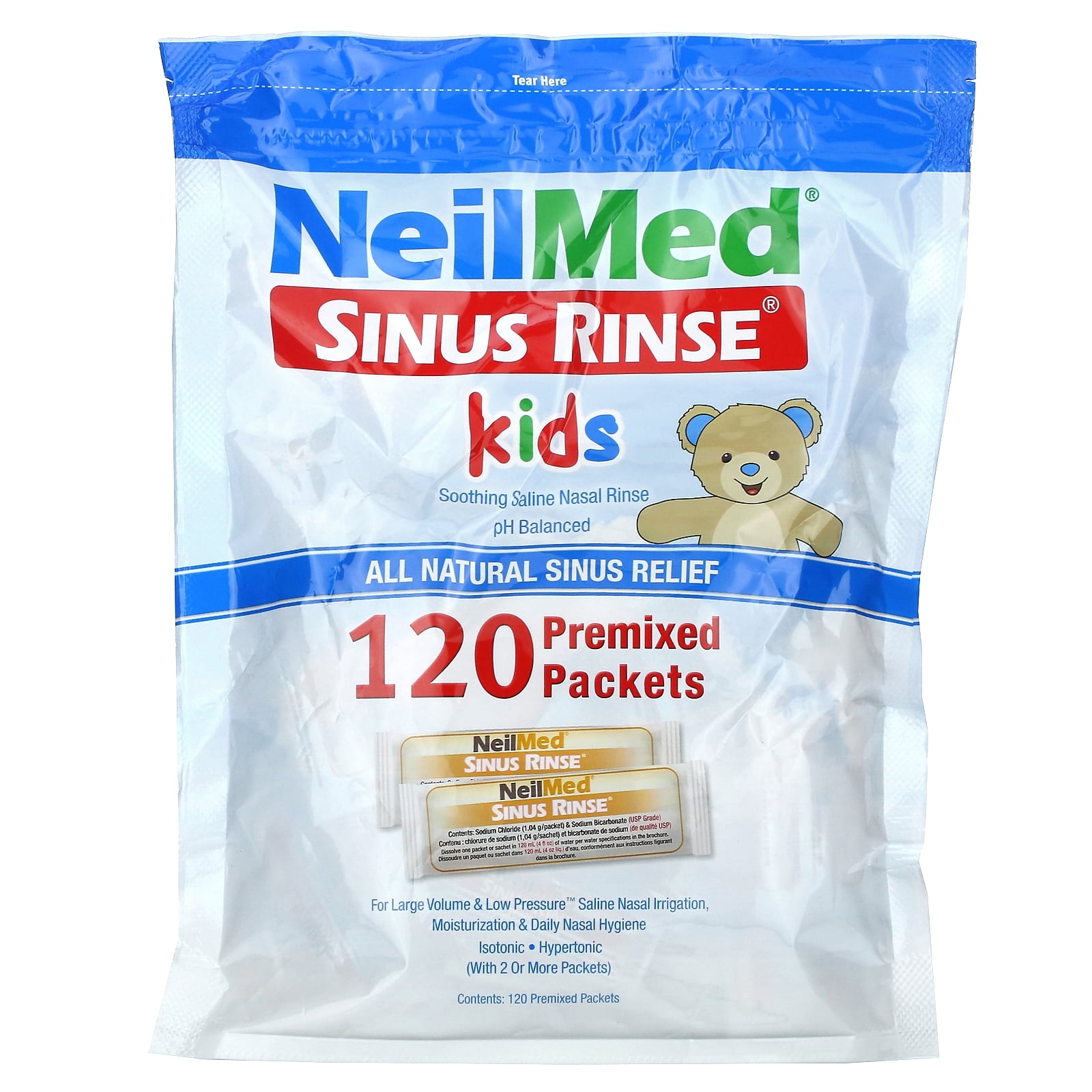 120 Packs Nasal Rinse Salt for Natural Sinus Relief