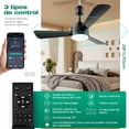 thumbnail image 4 of Ventilador de techo de luz con gancho, Ventilador de luz 35W,5M cable,Diámetro 28in/70cm.con mando a distancia, adecuado para la habitación, tienda al aire libre, verandas, garaje.Negro., 4 of 5